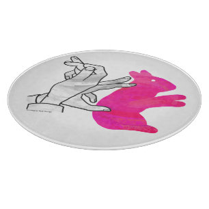 Hand Silhouette Rabbit Pink Cutting Board