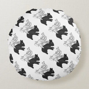 Hand Silhouette Rabbit Round Pillow