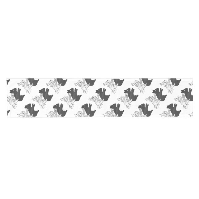 Hand Silhouette Rabbit Short Table Runner (Horizontal)