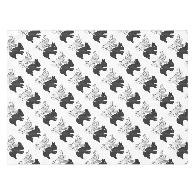 Hand Silhouette Rabbit Tablecloth (Front (Horizontal))