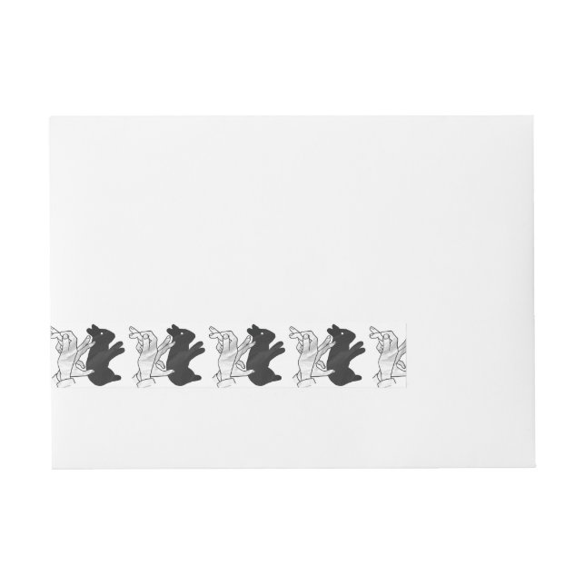 Hand Silhouette Rabbit Wraparound Address Label (Front)