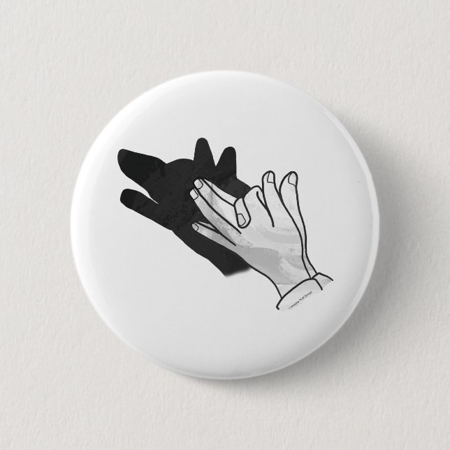 Hand Silhouette Wolf 2 Inch Round Button (Front)