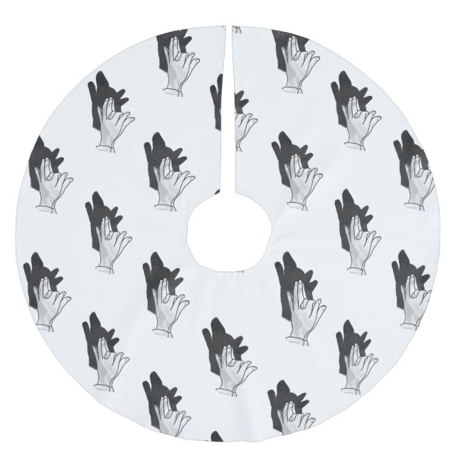 Hand Silhouette Wolf Brushed Polyester Tree Skirt (Front)
