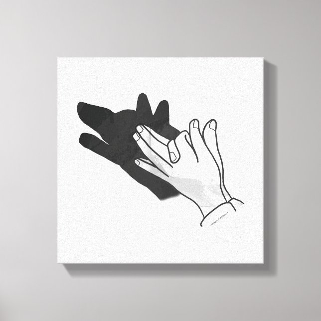 Hand Silhouette Wolf Canvas Print (Front)