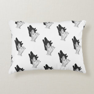 Hand Silhouette Wolf Decorative Pillow