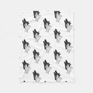 Hand Silhouette Wolf Fleece Blanket