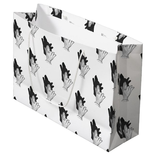 Hand Silhouette Wolf Large Gift Bag (Front Angled)