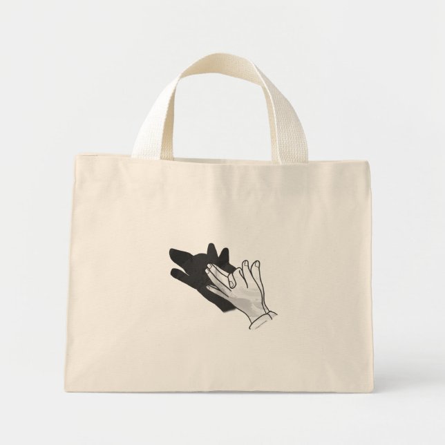 Hand Silhouette Wolf Mini Tote Bag (Front)