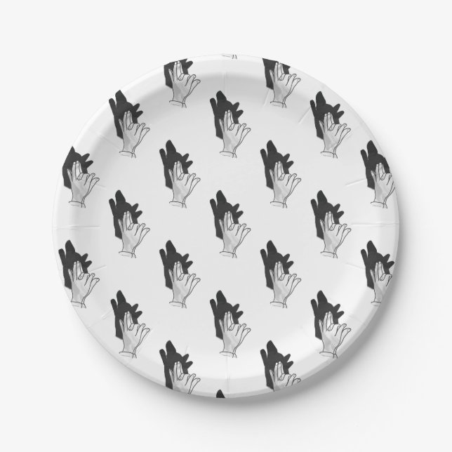 Hand Silhouette Wolf Paper Plate (Front)