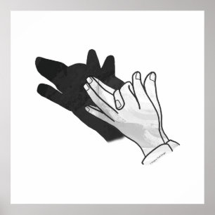 Hand Silhouette Wolf Poster