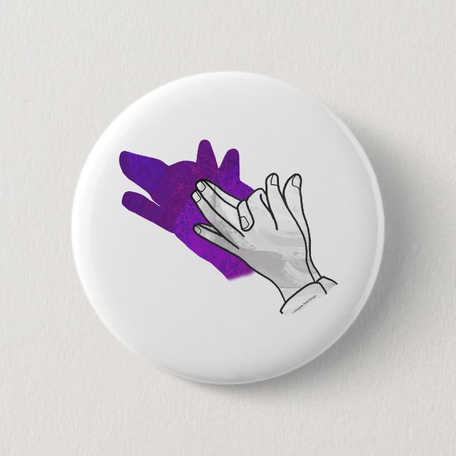 Hand Silhouette Wolf Purple 2 Inch Round Button (Front)