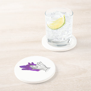 Hand Silhouette Wolf Purple Coaster