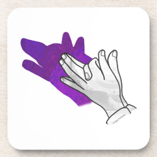 Hand Silhouette Wolf Purple Coaster