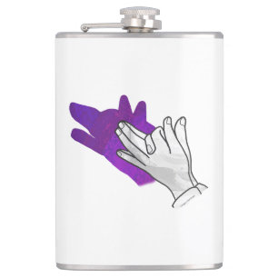 Hand Silhouette Wolf Purple Hip Flask