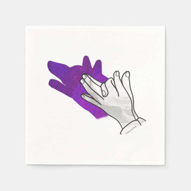 Hand Silhouette Wolf Purple Napkin (Front)