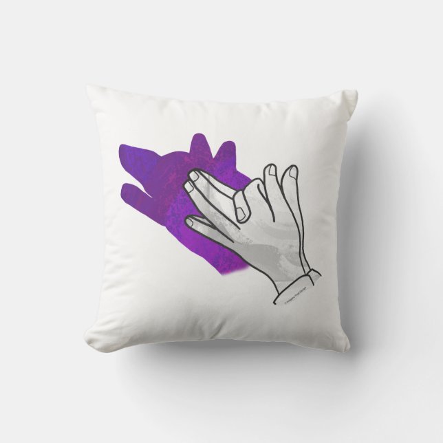 Hand Silhouette Wolf Purple Throw Pillow (Front)