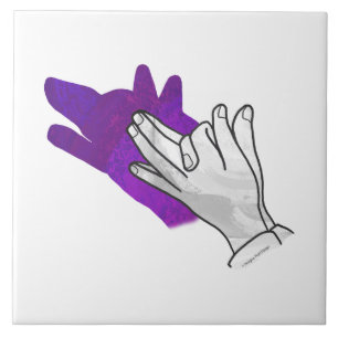 Hand Silhouette Wolf Purple Tile