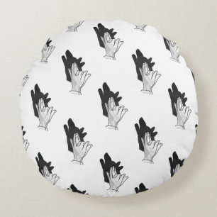Hand Silhouette Wolf Round Pillow