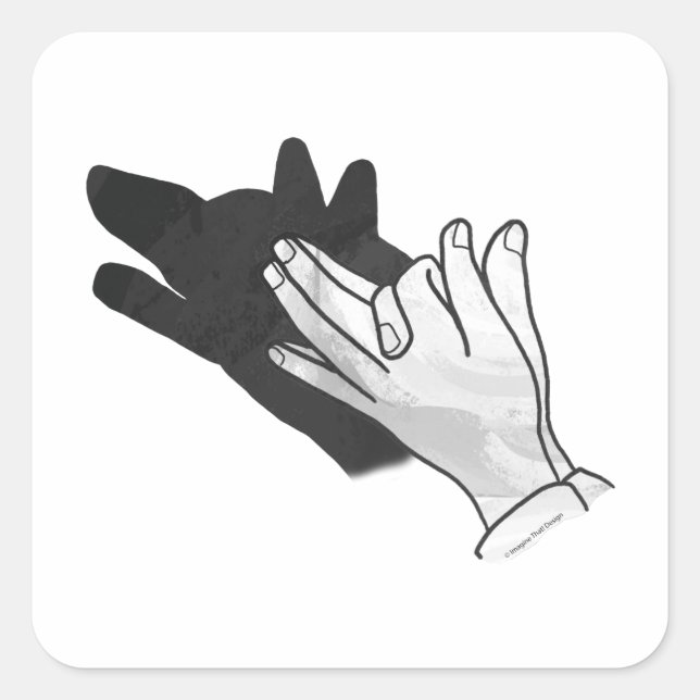 Hand Silhouette Wolf Square Sticker (Front)