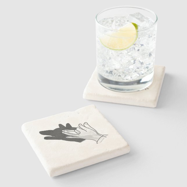 Hand Silhouette Wolf Stone Coaster (Side)