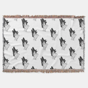Hand Silhouette Wolf Throw Blanket