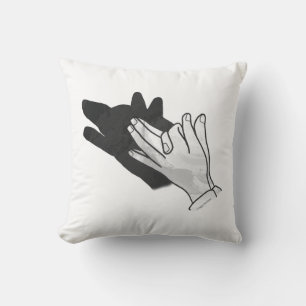 Hand Silhouette Wolf Throw Pillow