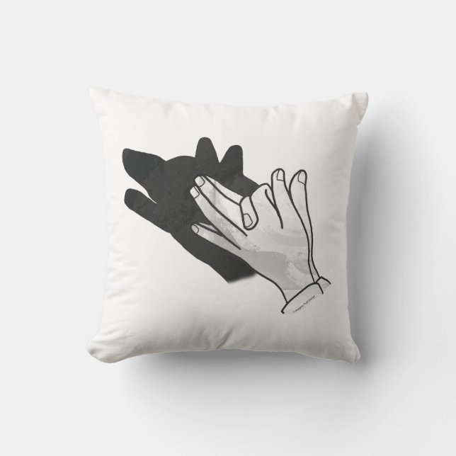 Hand Silhouette Wolf Throw Pillow (Front)