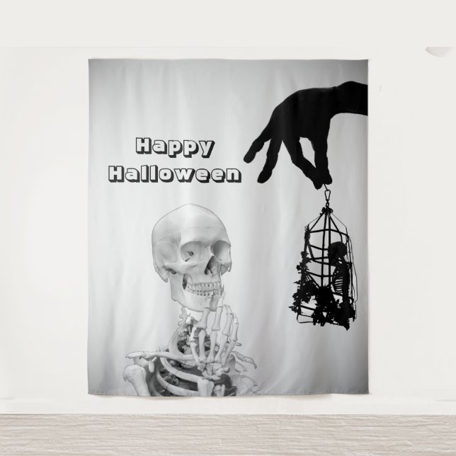Hand Skeleton Halloween Backdrop Tapestry (Front)