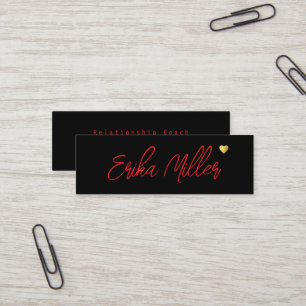 Hand Sketched Name with Heart black Mini Business Card