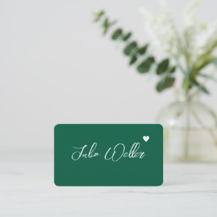 Hand Sketched Name with Heart Hunter-Green Business Card