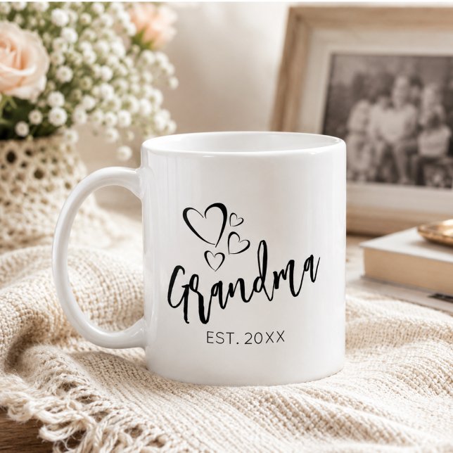 Hand Sketched Script Grandma Year Established  Coffee Mug (Hand Sketched Script Grandma Year Established Coffee Mug)