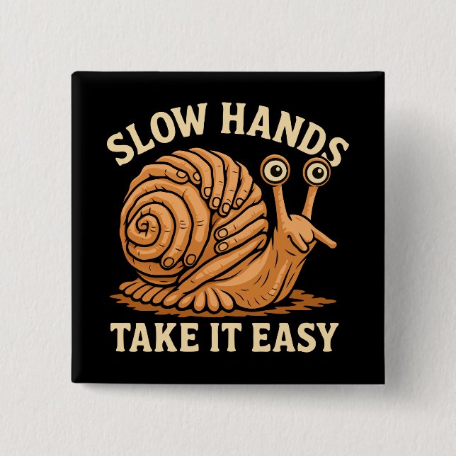 Hand Snail Art Handmade Snail Style 2 Inch Square Button (Front)