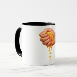 “Hand Squeezing Juicy Orange – Fresh Citrus Mug” Mug