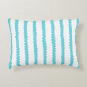 Hand-Stitched Ticking Stripe Coordinate Turquoise Accent Pillow