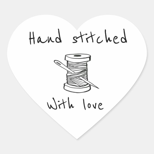 Hand stitched with love heart sticker (Front)