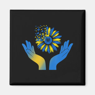 Hand Sunflower Butterfly Ukrainian Flag Support Uk Magnet