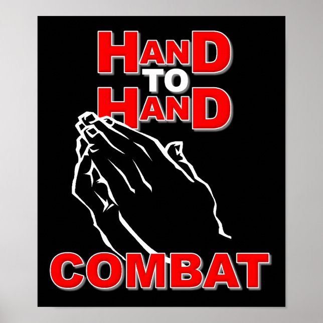 Hand To Hand Combat Prayer Sign Poster Christian (Front)