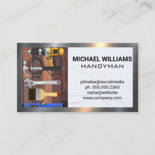 Hand Tools Handyman Wood and Spackled Wall Business Card