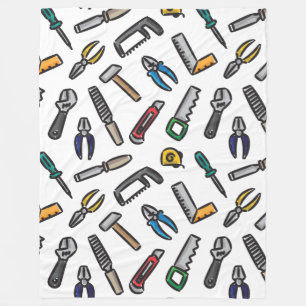 Hand tools pattern color fleece blanket