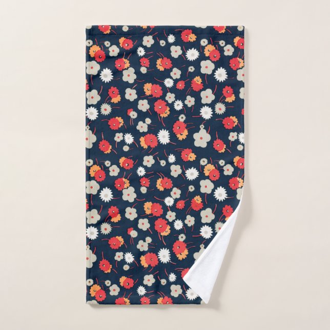 HAND TOWEL : JAPANESE FLORAL WOODBLOCK PRINT  (Hand Towel)