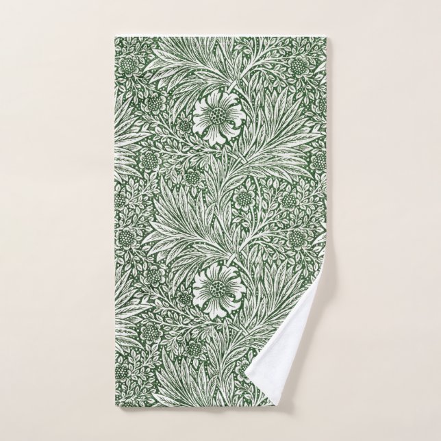 HAND TOWEL : WILLIAM MORRIS : GREEN MARIGOLD (Hand Towel)