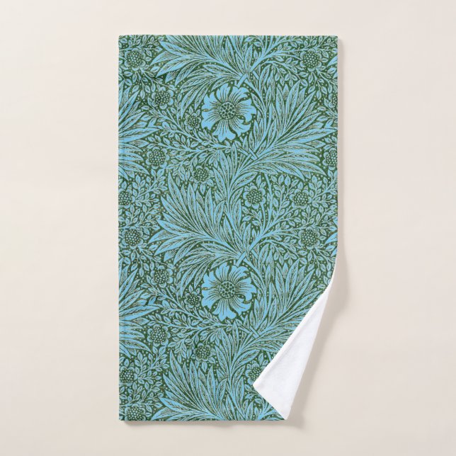 HAND TOWEL : WILLIAM MORRIS : GREEN MARIGOLD (Hand Towel)