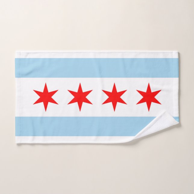 Hand Towel with Flag of Chicago City, USA (Hand Towel)