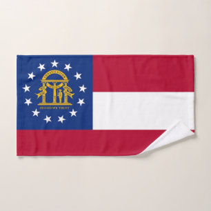 Hand Towel with Flag of Georgia State, USA