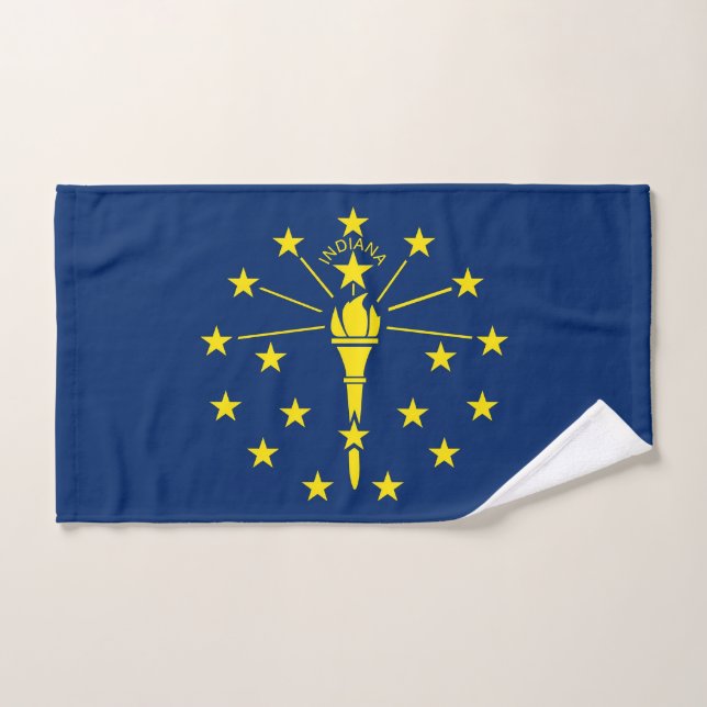 Hand Towel with Flag of Indiana State, USA (Hand Towel)