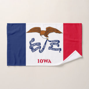 Hand Towel with Flag of Iowa State, USA