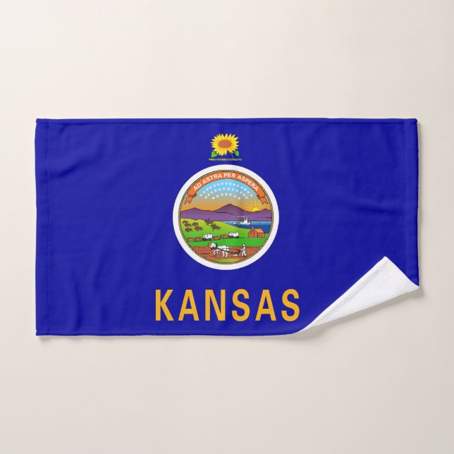 Hand Towel with Flag of Kansas State, USA (Hand Towel)
