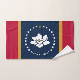 Hand Towel with Flag of Mississippi, USA