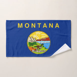 Hand Towel with Flag of Montana State, USA