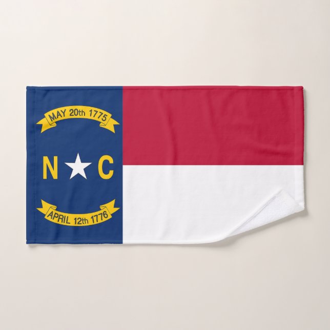 Hand Towel with Flag of North Carolina State, USA (Hand Towel)